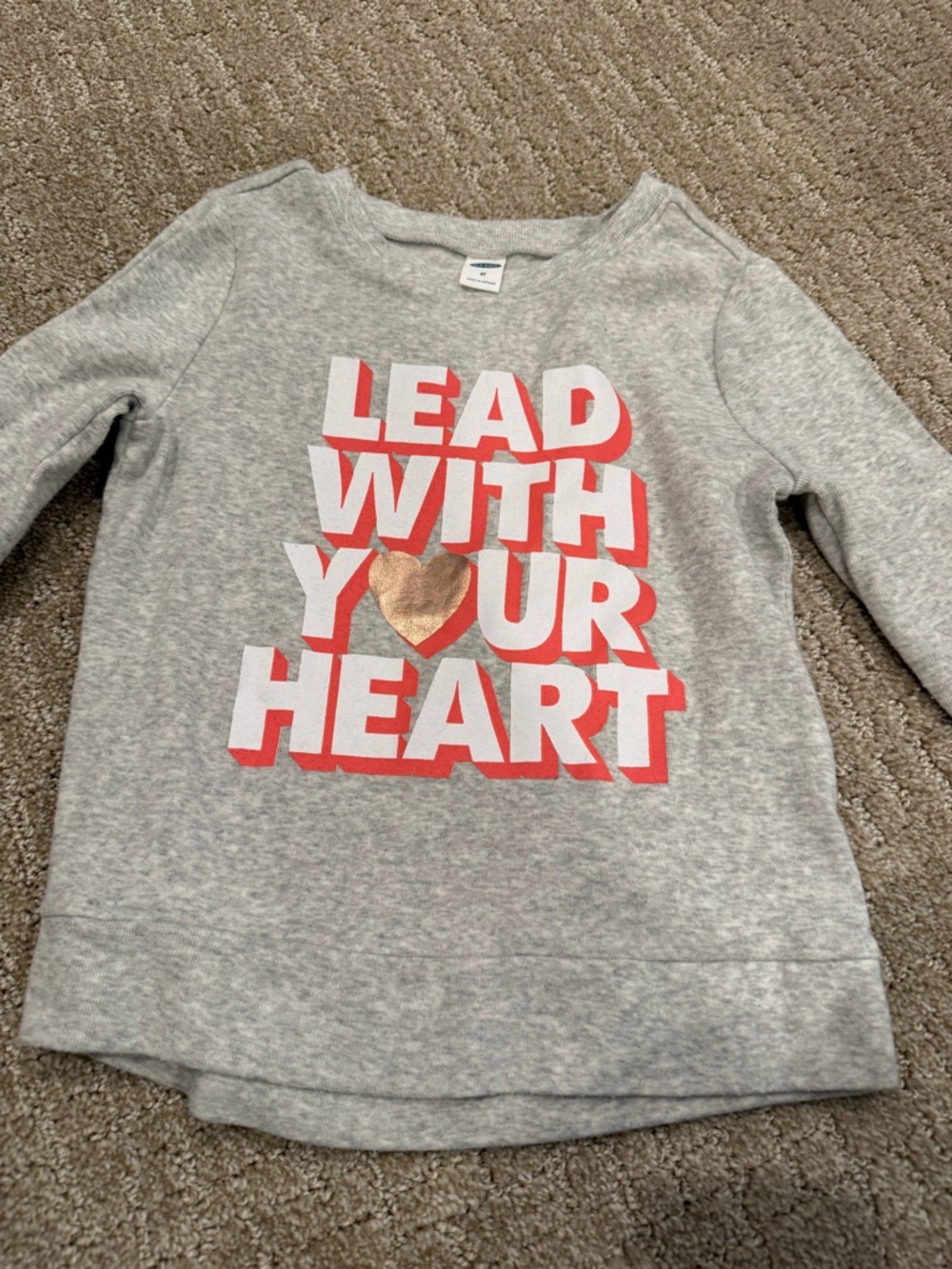 Old Navy Grey Sweatshirt with Pink and Gold Graphic